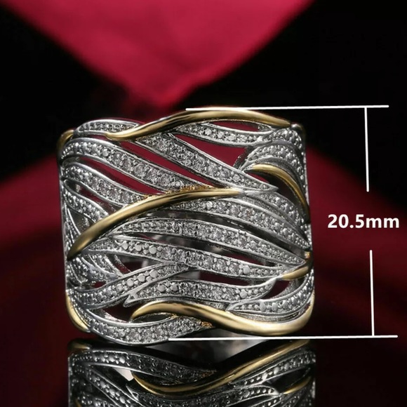 Gorgeous Two Tone 925 Silver Stamped Ring! - Picture 4 of 7